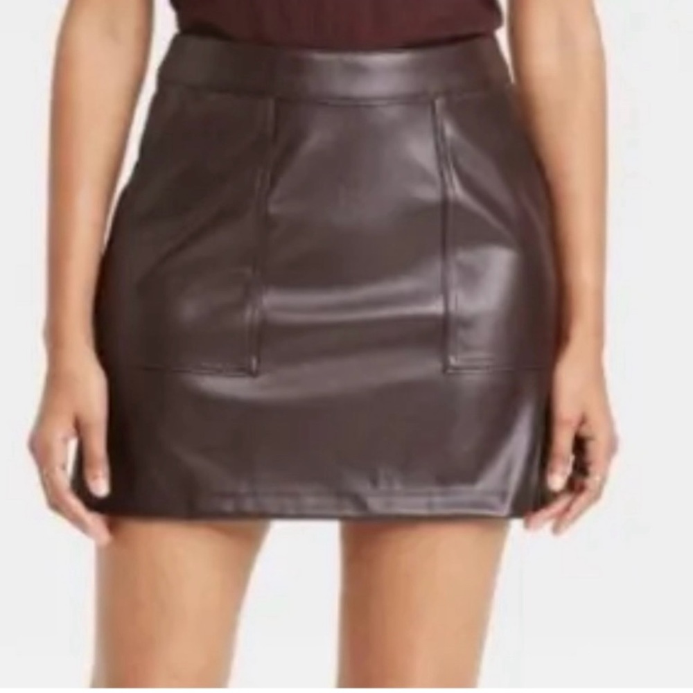 Target New Day leather-like dark brown mini skirt